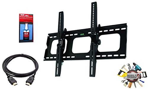 EASY MOUNT -Ultra Slim Tilt TV Wall Mount Bracket + High Speed HDMI Cable for Samsung UN55MU9000 - Low Profile 1.7" fom Wall - 12° Tilt Angle - Reduced Glare!