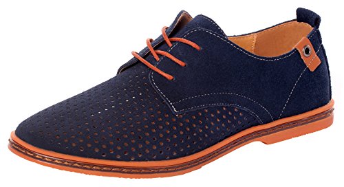 UJoowalk Mens Leather Plain Toe Breathable Outlet Dress Shoes Casual Oxfords(11 D(M) US,blue)