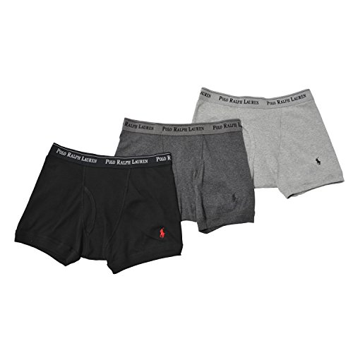 Polo Ralph Lauren Classic Cotton Boxer Brief 3-Pack, M, Grey Assorted ...