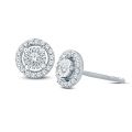 1/10 cttw Round Diamond Illusion Set Solitaire Halo Stud Earrings Women 925...