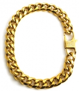 18k Gold Plated Cuban Link Chain Bracelet For Men + Gift Bag