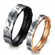 Jeulia “I Will Always Be With You” Titanium Steel Couple Ring