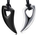 2 PCS Mens Stainless Steel Wolf Tooth Necklace Pendant with Free Cable...