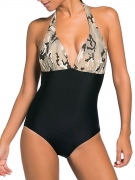 Halter Camouflage Backless One Piece
