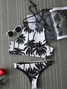 Halter Coconut Tree Printed Bikini