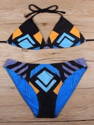 Halter Color Block Geometric Triangle Bikini