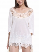 See-Through Solid Tunic In White