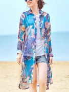 Single Breasted Snap Front Floral Kimono