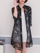 Single Breasted Snap Front Floral Printed Kimono