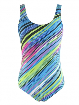 Colorful Printed One Piece With Scoop Neck And Back