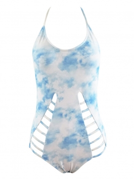 Halter  Hollow Out Tie/Dye One Piece