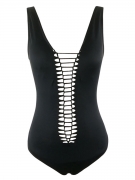 Hollow Out Solid One Piece In Black