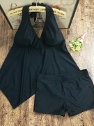 Halter Solid Swimwear In Black