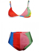 Spaghetti Strap Color Block Triangle Bikini