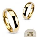 4MM High Polished Stainless Steel Gold Plated Wedding Band - Crazy2Shop