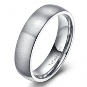 6mm Unisex Tungsten / Titanium Ring Brushed Dome Wedding Bands Comfort Fit Size 4-15 (Titanium, 10.5)