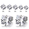 7-9MM Square Cubic Zirconia Princess Cut Stud Earrings for Men and Women...