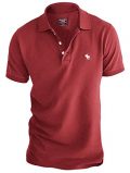 Abercrombie Men's Stretch Signature Fit Icon Polo Shirt Tee (Large, Light Red)