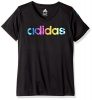 adidas Big Girls' Short Sleeve Graphic Tee Shirts, Black, L