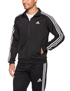 adidas Men’s Essentials 3-Stripe Tricot Track Jacket, Black/White, Medium