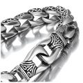 Amazing Stainless Steel Men's link Bracelet Silver Black 9 Inch (With Branded...