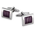 AmDxD Jewelry Stainless Steel Cufflinks for Men Square Stripe Purple Cuff Links...