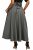 Annflat Women’s Plain High Waist Flare Pleated A-line Cotton Maxi Skirt Small Grey