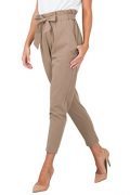 BerryGo Women's Casual Loose High Waist Stretchy Skinny Slim Long Pants (Light Tan,L)