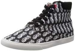 Bucketfeet Mens Pineapple Mid Lace Up, Black/White (12).