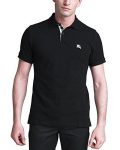 Burberry Brit Mens Short Sleeve Nova Check Placket Polo Shirt (Large, Black)
