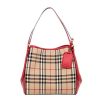 Burberry Women's Small Canter in Horseferry Check and Leather Beige Red Trim