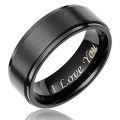 Cavalier Jewelers 8MM Men's Black Titanium Ring Wedding Band Engraved 