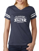 Classic 1967 Edition Funny 50th Birthday Women Football Jersey T-Shirt Medium navy/white