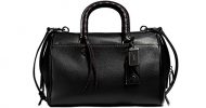 COACH Glovetanned Pebbled Leather Rogue Satchel with Embellished Handle in Antique Nickel / Black 58118