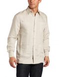 Cubavera Men's Long Sleeve Ramie & Rayon Guayabera Shirt, Natural Linen, Large