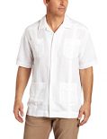 Cubavera Men's Short Sleeve Traditional Guayabera Shirt, Bright White, Large