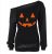 Rjxdlt Women Halloween Sweatshirts Off Shoulder Pumpkin Print Long Sleeve Pullover Tops Black L.