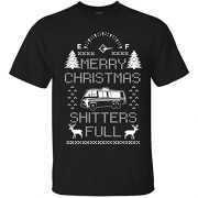 Ethan Williams Men’s Ugly Christmas Sweater T-Shirts – Merry Christmas Shitters Full (XXL, Black)