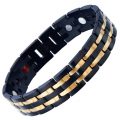 Exquisite Stainless Steel Mens Magnetic Bracelet Gold Black with Magnets and Free...