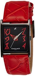 Fastrack Women's 9735NL01 Casual Black Dial Red Leather Strap Watch