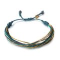 Festival Jewelry Turquoise and Metallic Gold Multistrand String Bracelet with Hematite Stones...
