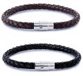 FIBO STEEL 2PCS Stainless Steel Braided Leather Bracelet for Men Women Wrist...