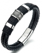 Amazing Stainless Steel Men’s link Bracelet Silver Black 9 Inch (With Branded Gift Box)