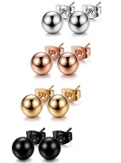 Pusheng 9 Pair Stainless Steel Stud Earring Hoop Earring Set for Men Women
