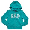 Gap Girls Zip Up Fleece Arch Logo Hoodie (S, Aqua Green)