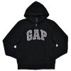 GAP Mens Fleece Arch Logo Full Zip Hoodie (Black, Medium)