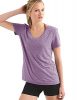 Gap Women's Breathe Stripe V-neck Tee Shirt S M L XL (Medium, Plum & Grey)