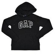 GAP Womens Fleece Arch Logo Full Zip Hoodie (Black, X-Large)
