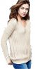 Gap Womens Ivory Big Cozy Ribbed V-Neck Pullover Wool Blend Sweater XL