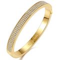 GuqiGuli Swarovski Elements Crystal Pave Oval 14K Gold-Tone Bangle Bracelet for Women,...